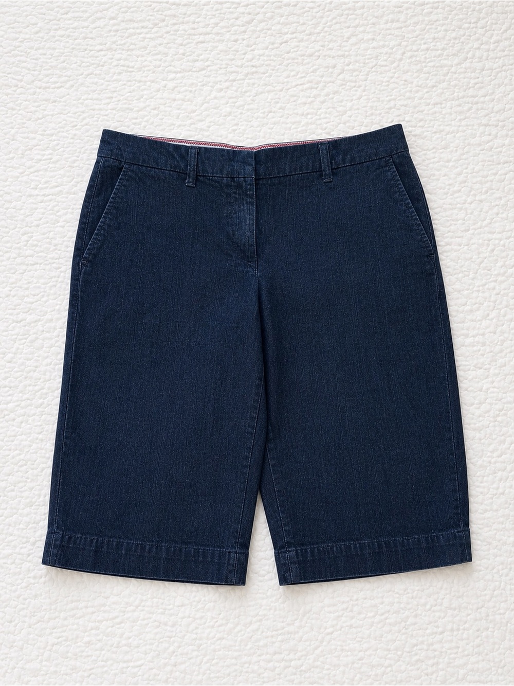 IZOD Woman’s Dark Wash Denim Bermuda Short Size 14 Mid Rise Tailored EUC